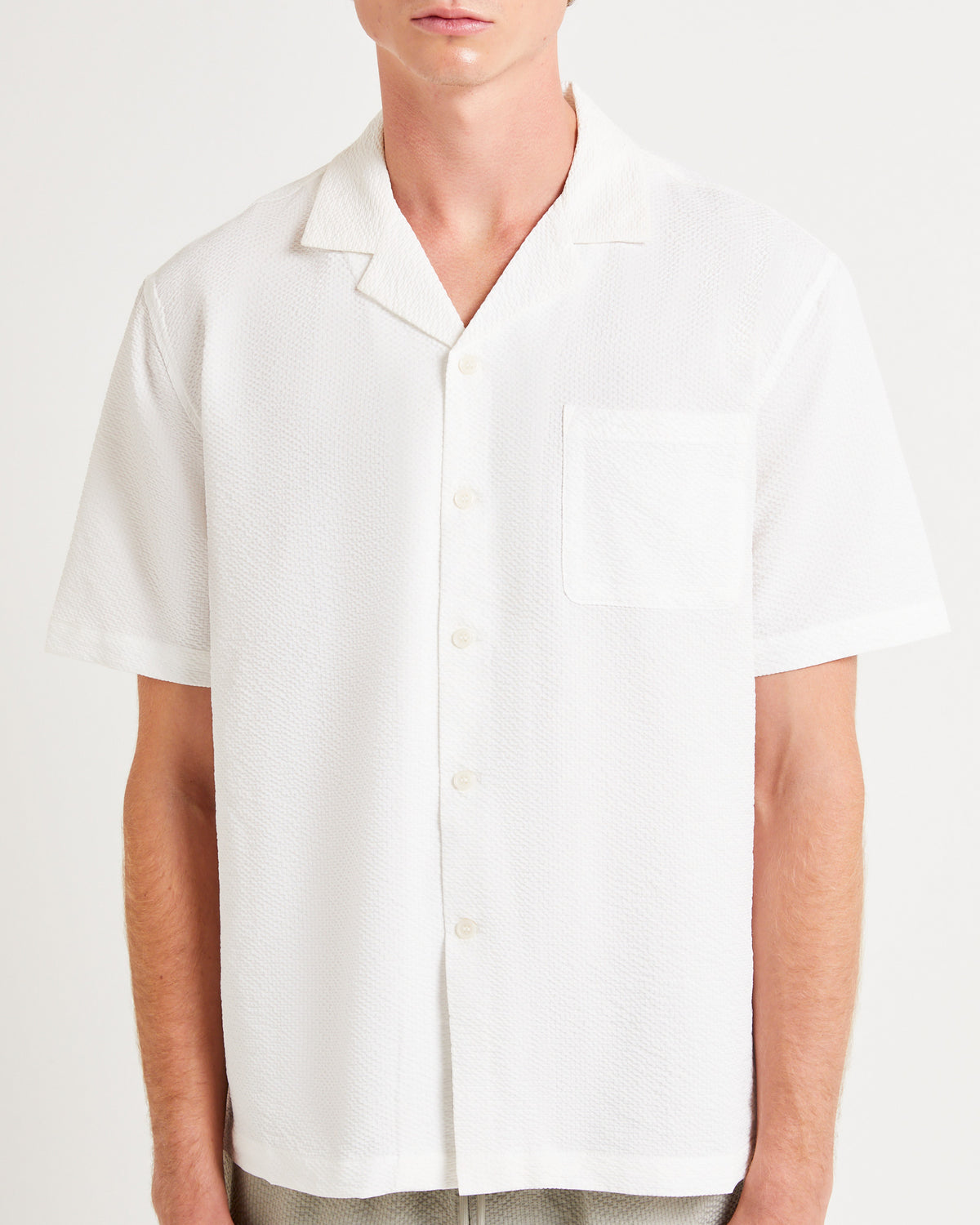 Morrison Seersucker Short Sleeve Resort Shirt WHITE