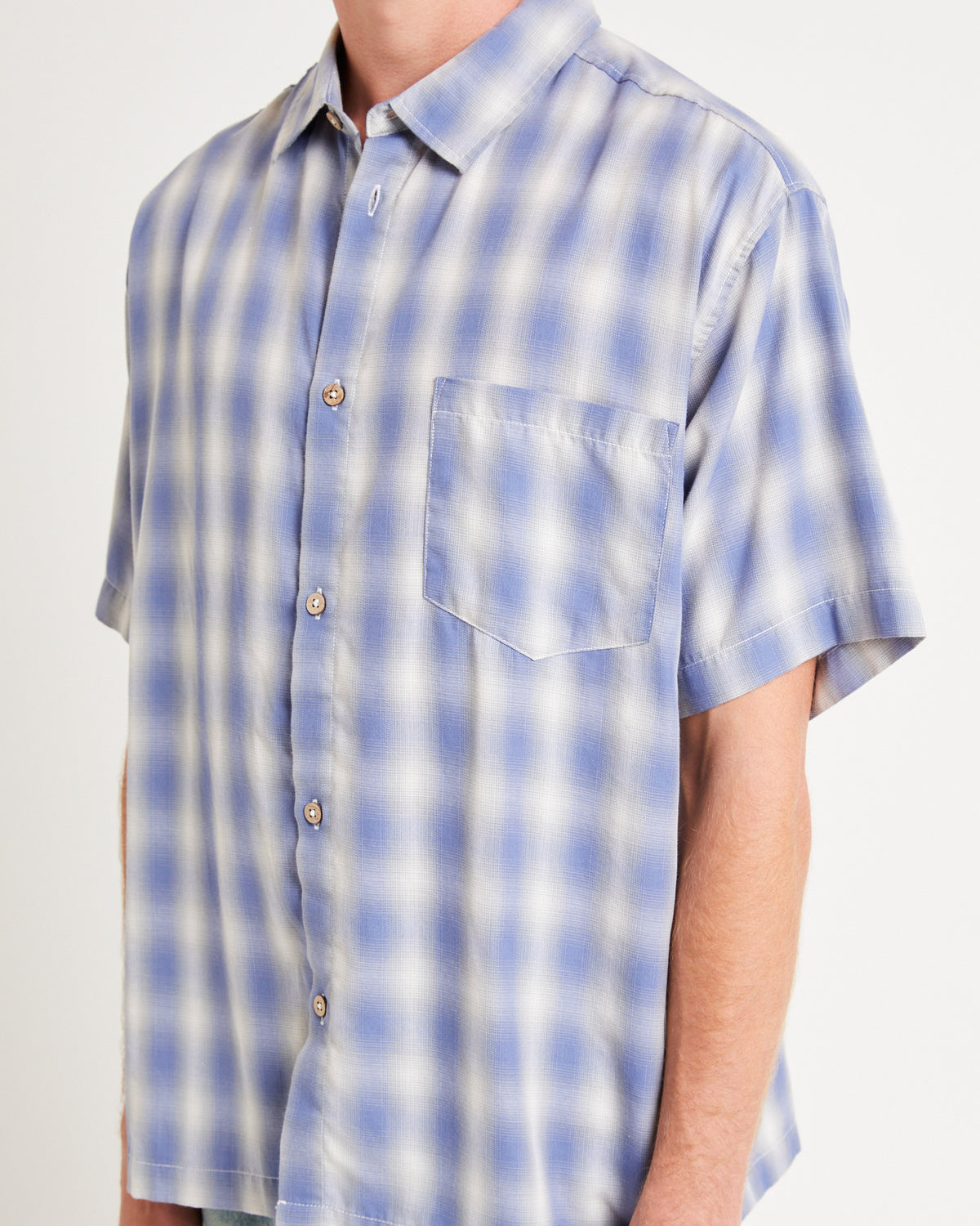 Dazed Ombre Check Short Sleeve Shirt BLUE