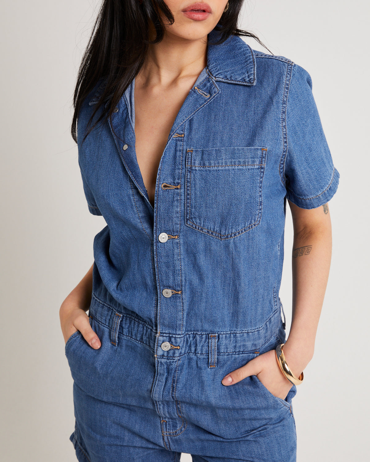 Shorts Sleeve Denim Heritage Romper PLAYDAY JUMPSUIT