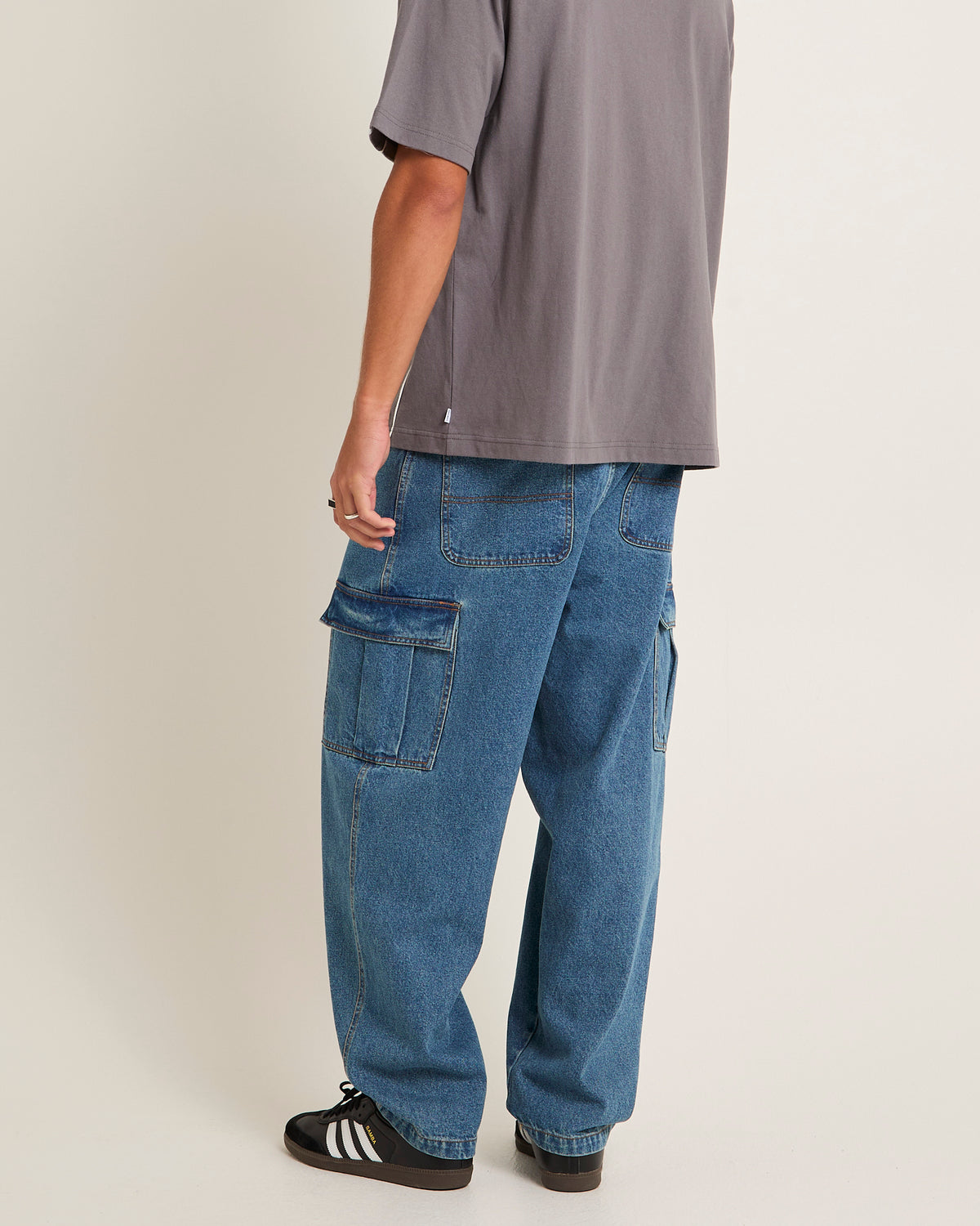 Auckland Cargo Denim Jeans MID BLUE