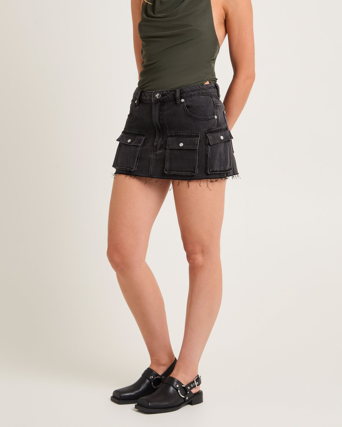 Sloane Low Waist Denim Mini Skirt