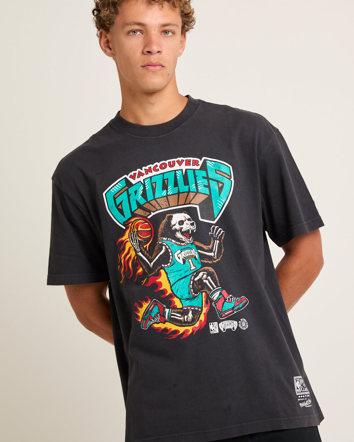 On Fire Vancouver Grizzlies T-Shirt OVERDYED BLACK