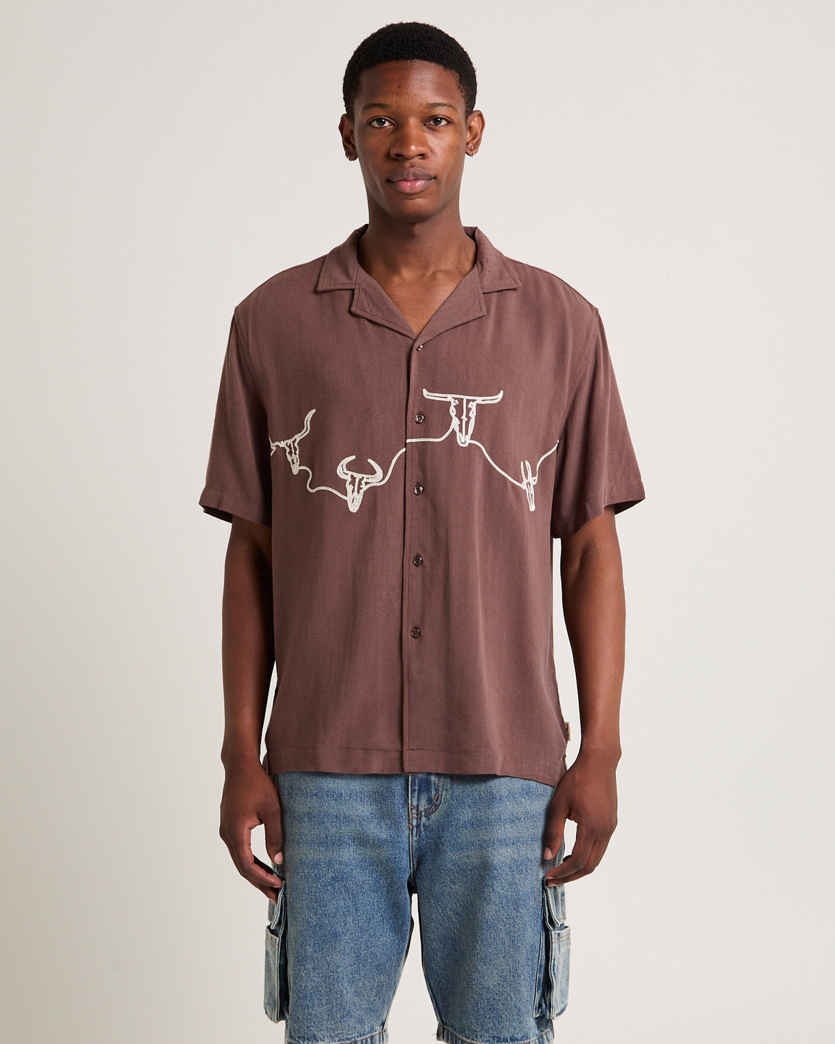 Ole Western Short Sleeve Resort Shirt BROWN
