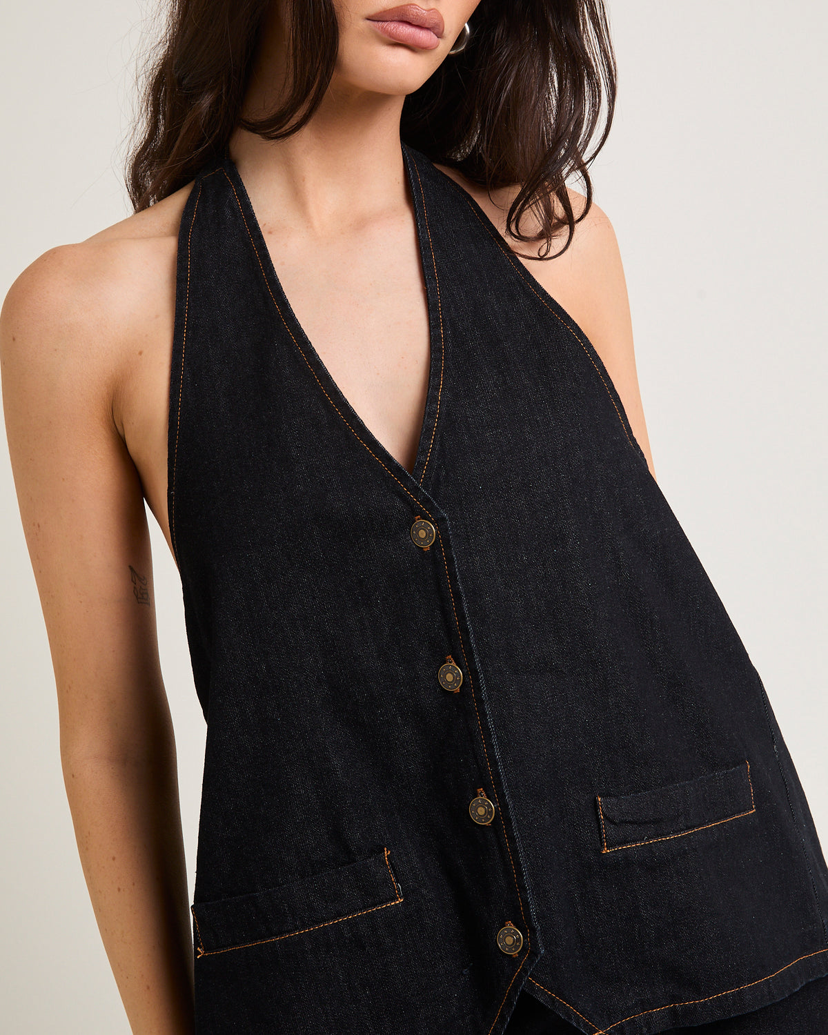 Hills Halter Denim Top INDIGO