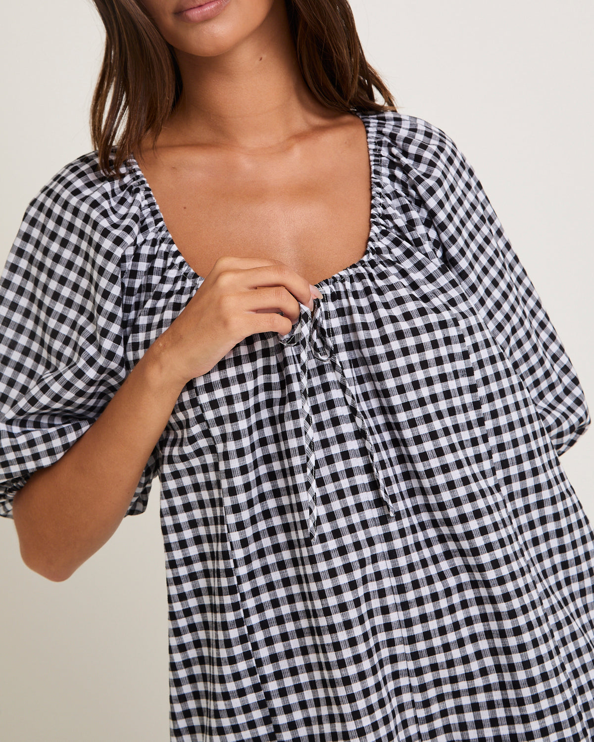 Willow Smock Romper BLACK CHECK