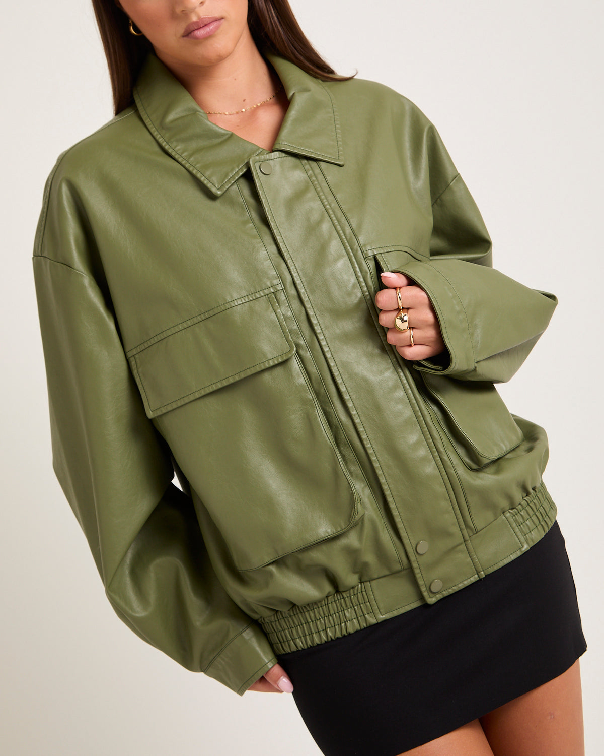 Jen Oversized Patch Pocket Jacket GREEN