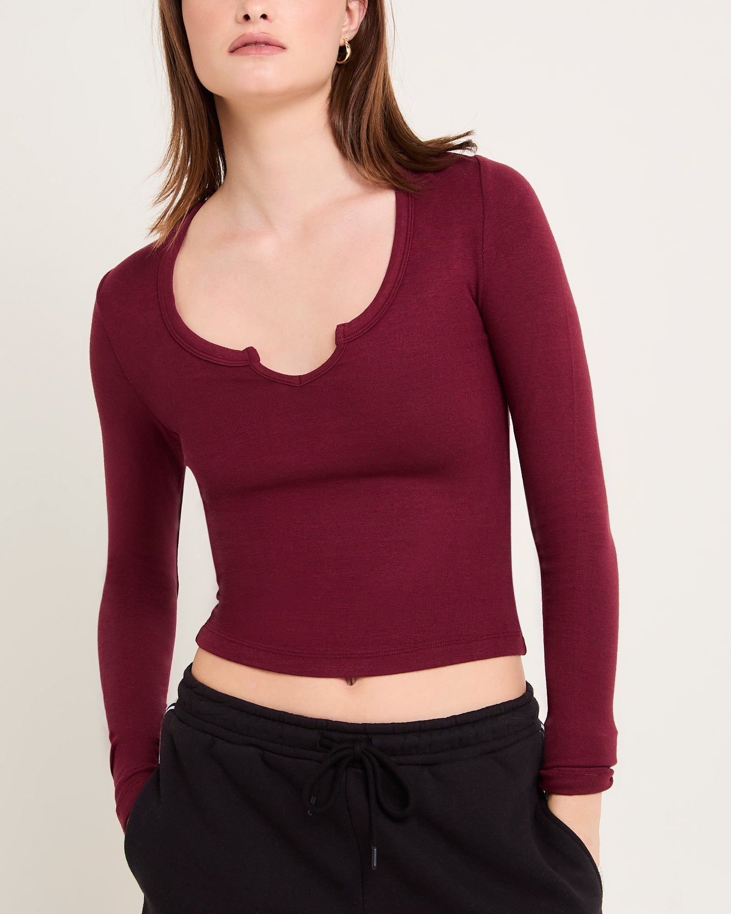 Slinky Scoop Neck Long Sleeve
