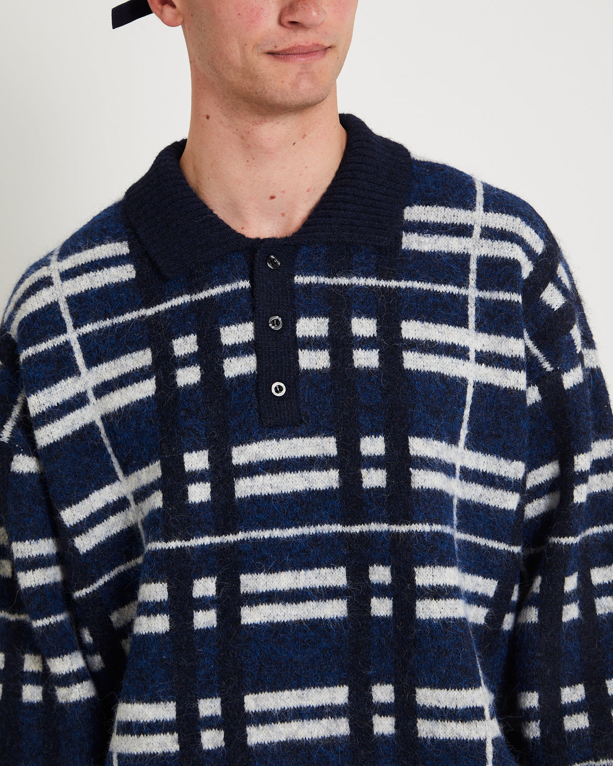 Union Knit Polo Jumper BLUE