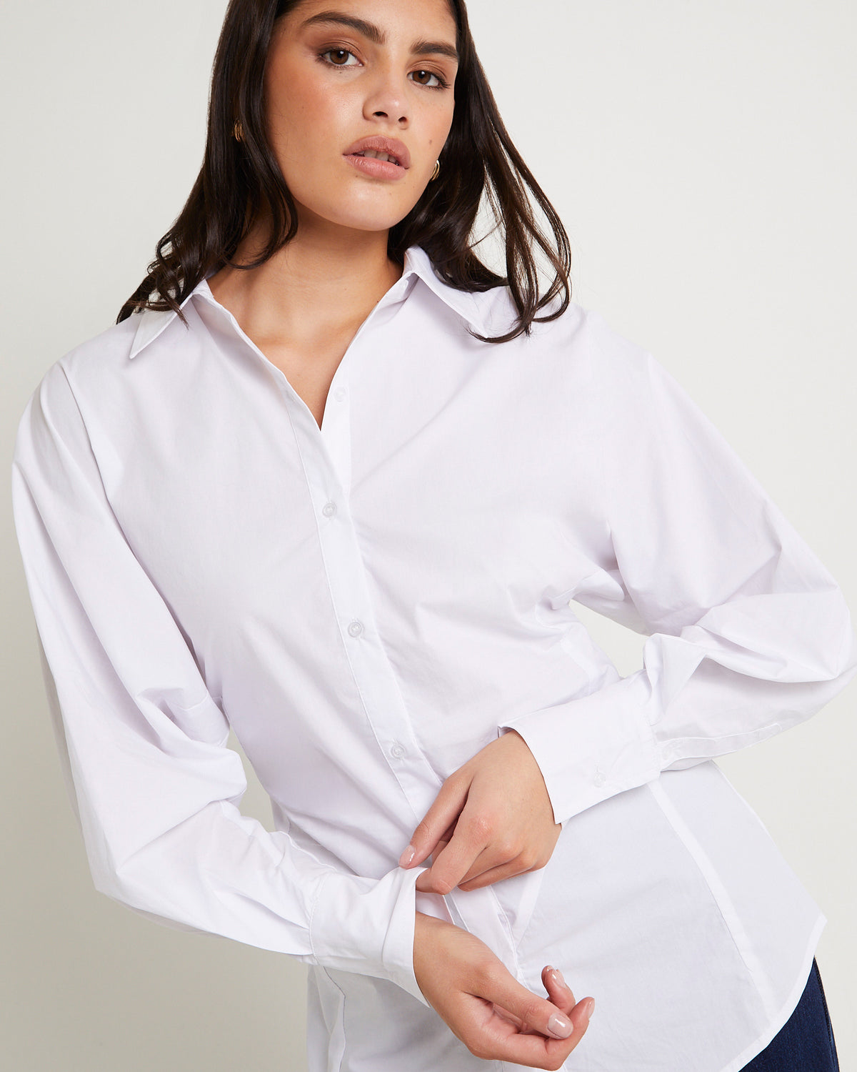 Cinched Longline Shirt WHITE