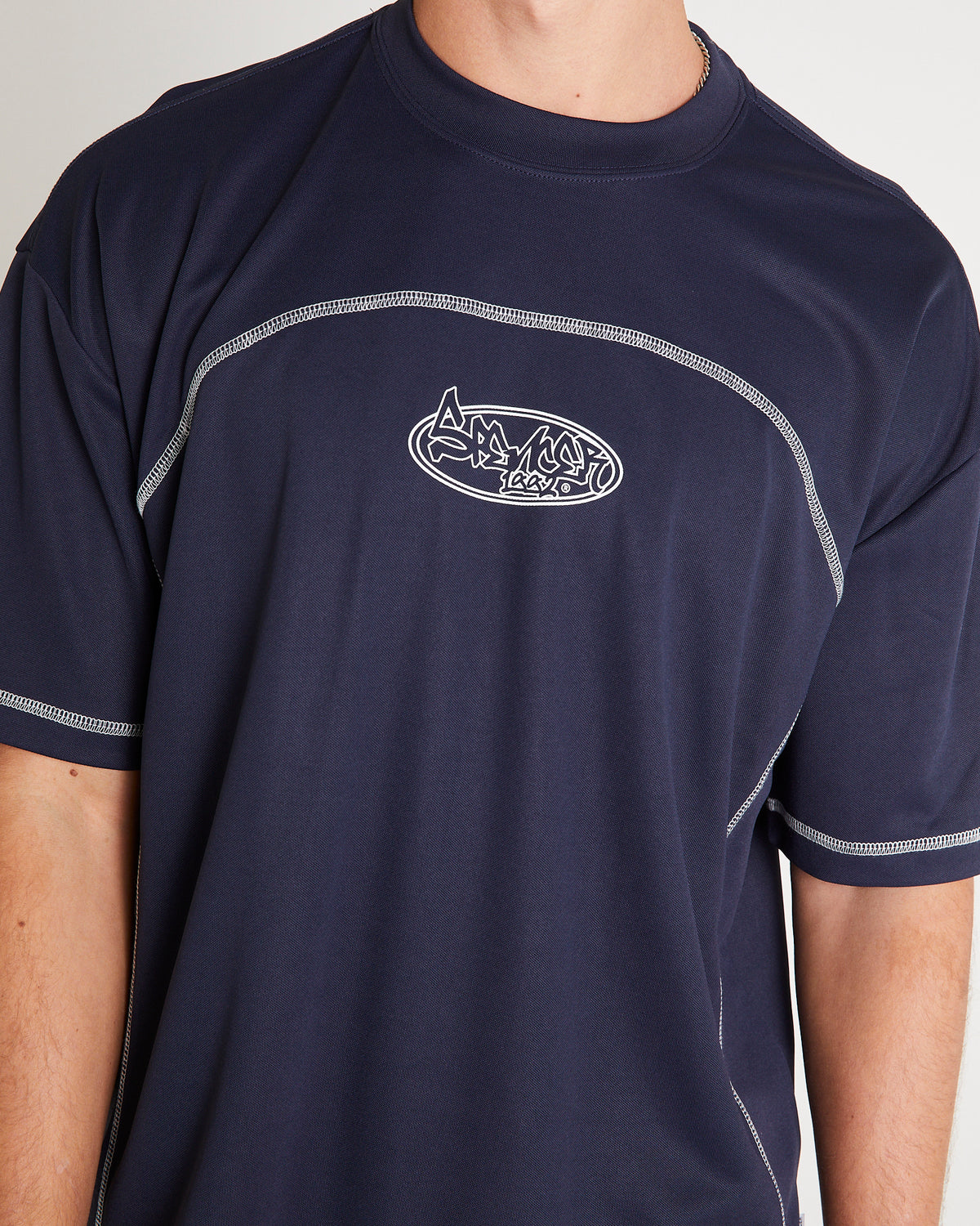 Contrast Sport Crop T-Shirt NAVY