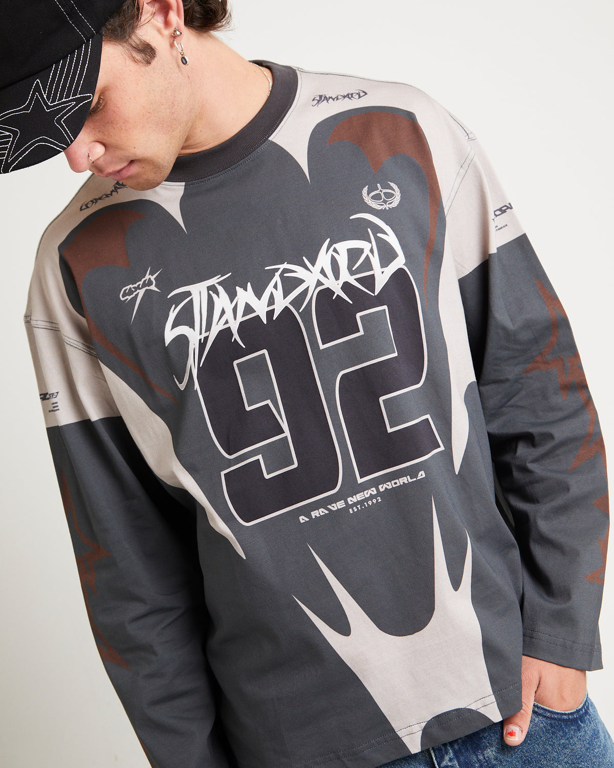 Rottweiler Moto Long Sleeve Jersey BLACK
