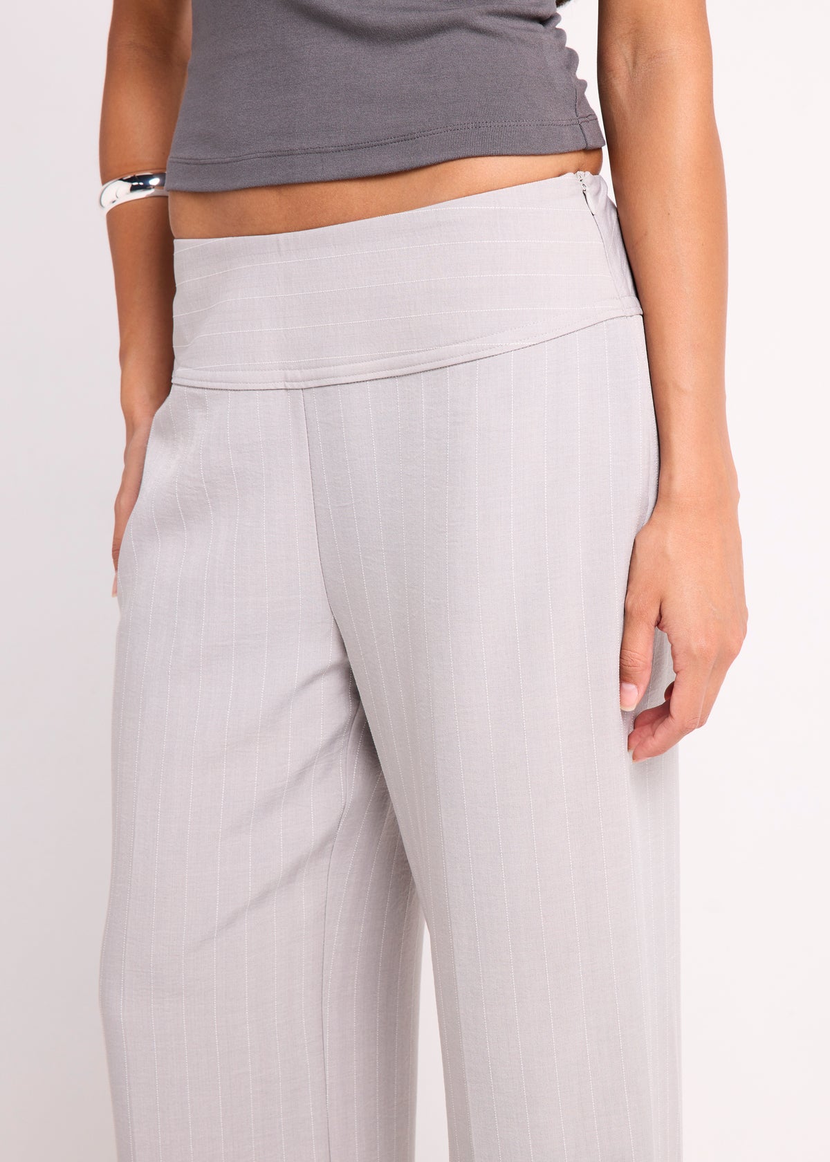 April Wide Waisted Pants GREY STRIPE