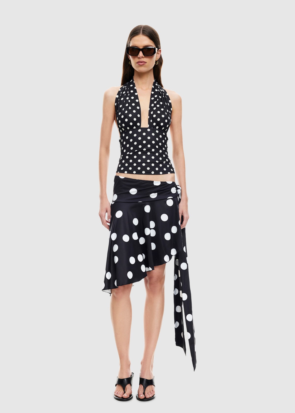 Safari Midi Skirt NOIR POLKA