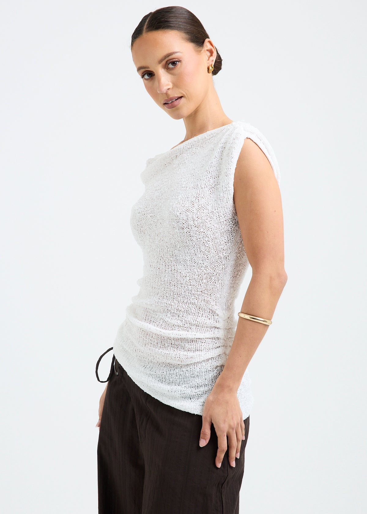 Freya Asymmetric Short Sleeve T-Shirt WHITE