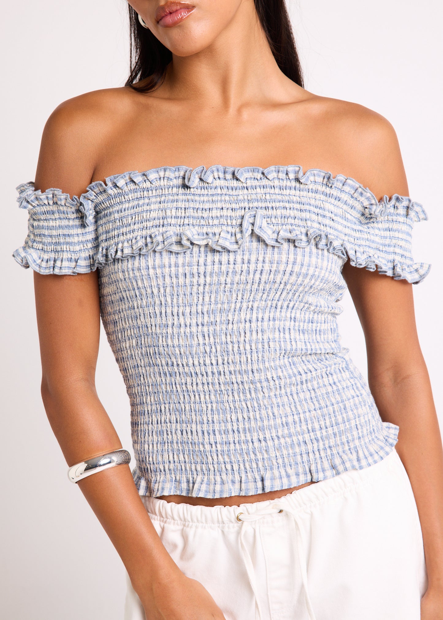 Rayna Shirred Off Shoulder Top