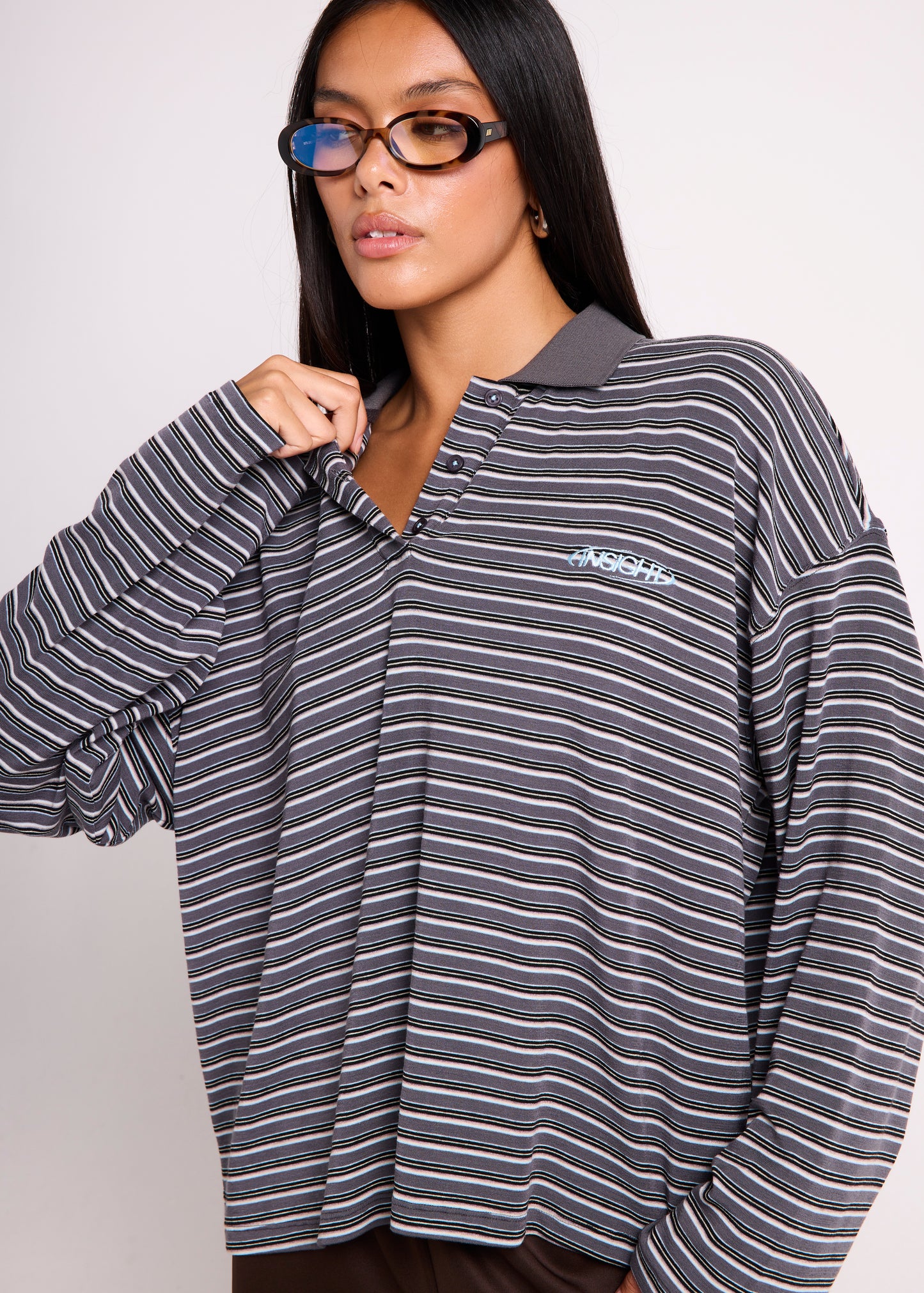Alexa Stripe Long Sleeve Polo