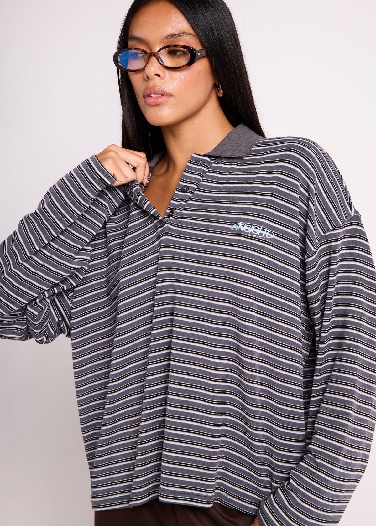 Alexa Stripe Long Sleeve Polo ASSORTED