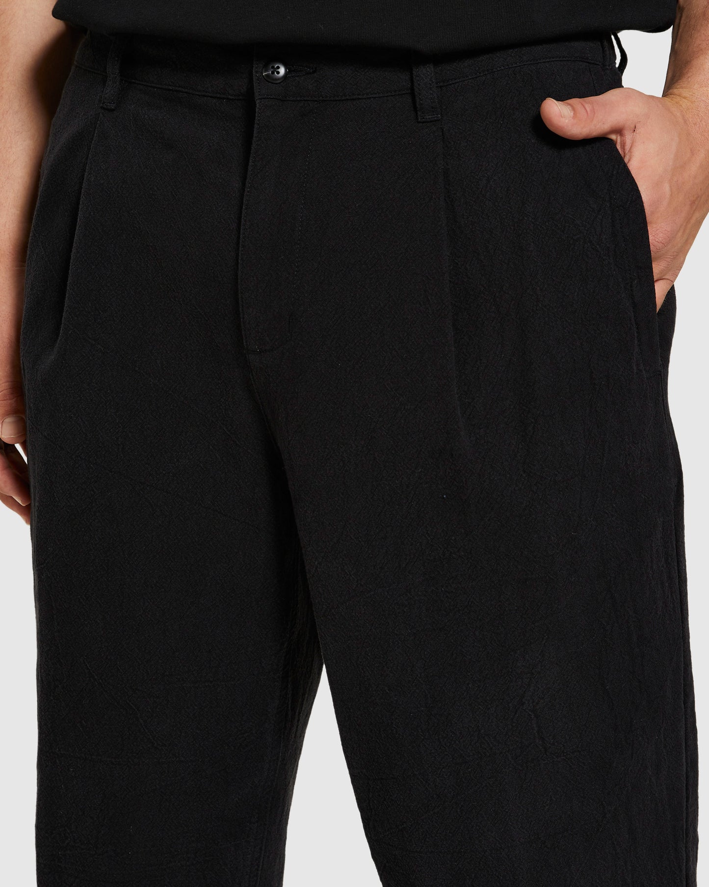 Cross Linen Pants Black