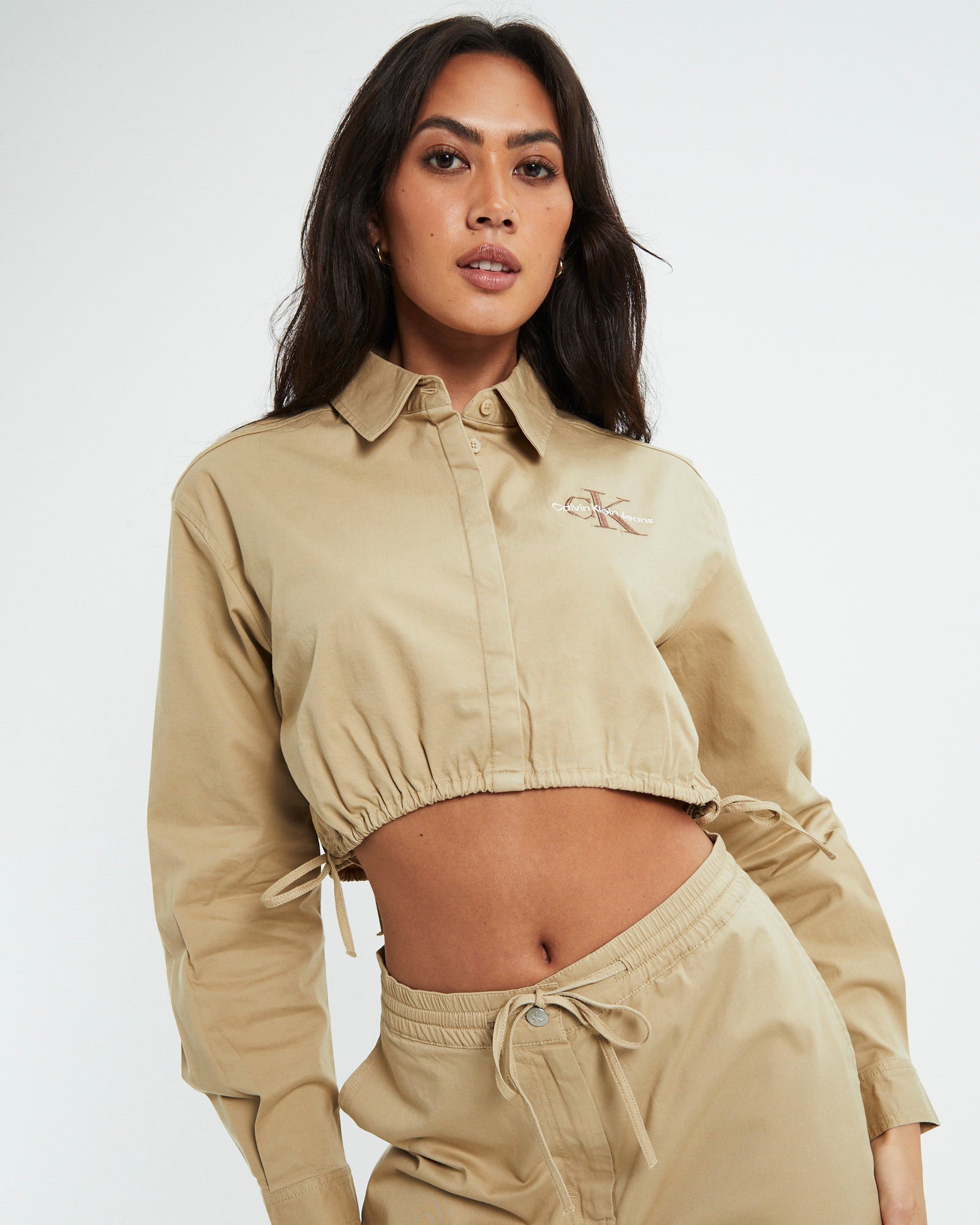 Archival Monologo Cropped Shirt Travertine