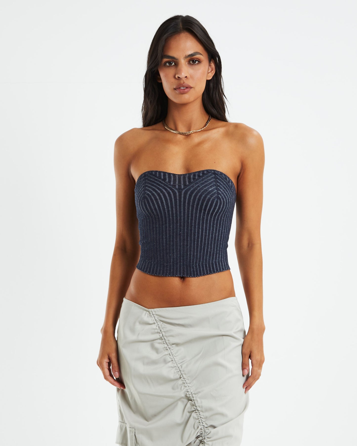 Sinan Tube Top Two Tone Navy