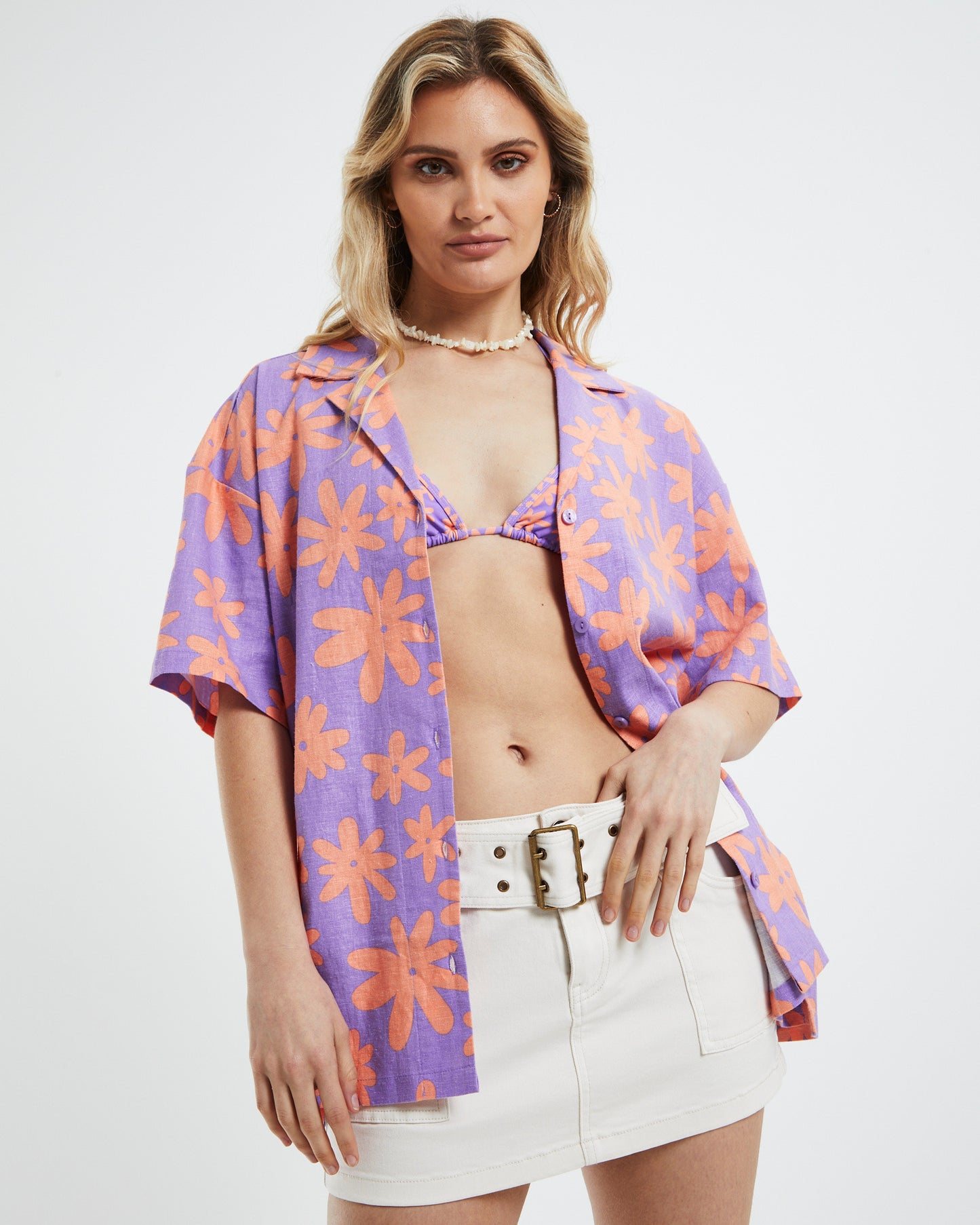 Leanna Happy Place Aloha Shirt Purple