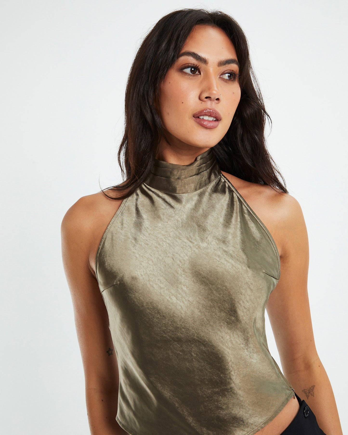 Ataina Satin Top Dark Olive