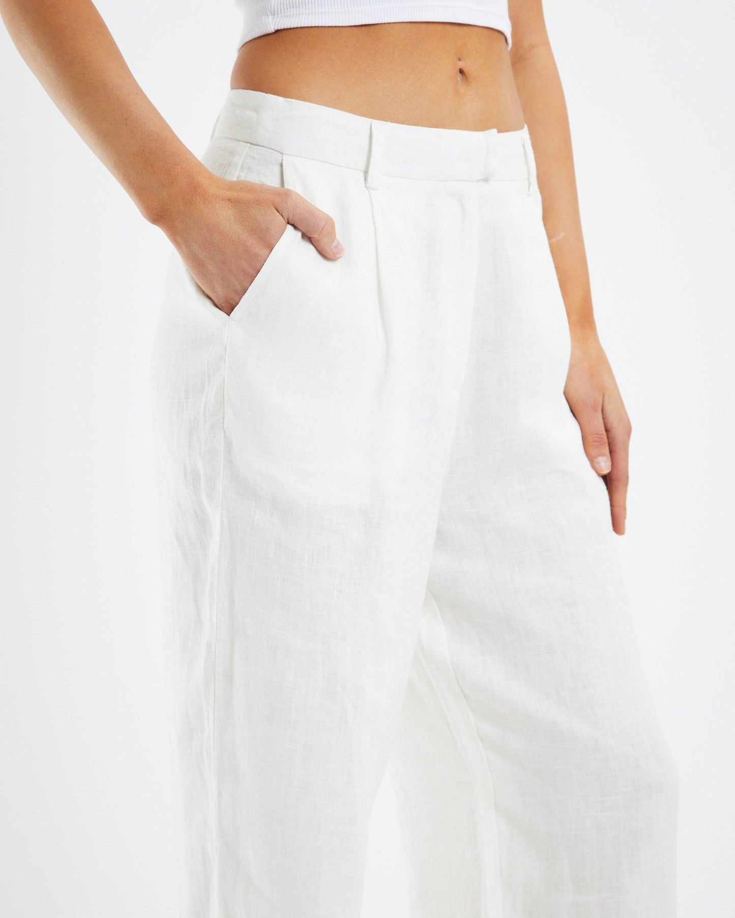 Jaylah Linen Slouch Trousers Cream