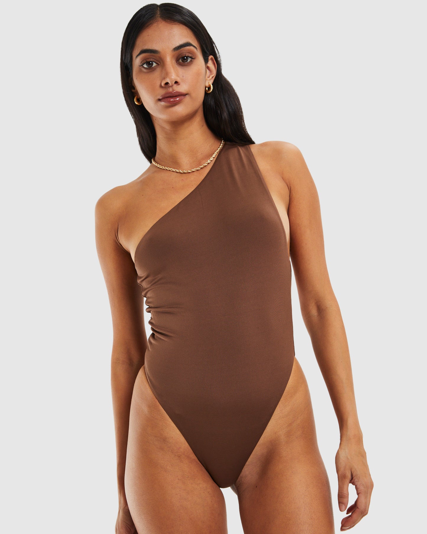 Stevie Slinky Cut Out Bodysuit Chocolate Brown