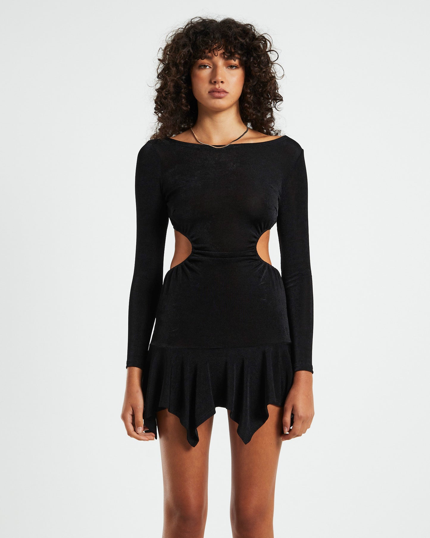 Cordelia Long Sleeve Cut Out Mini Dress Black