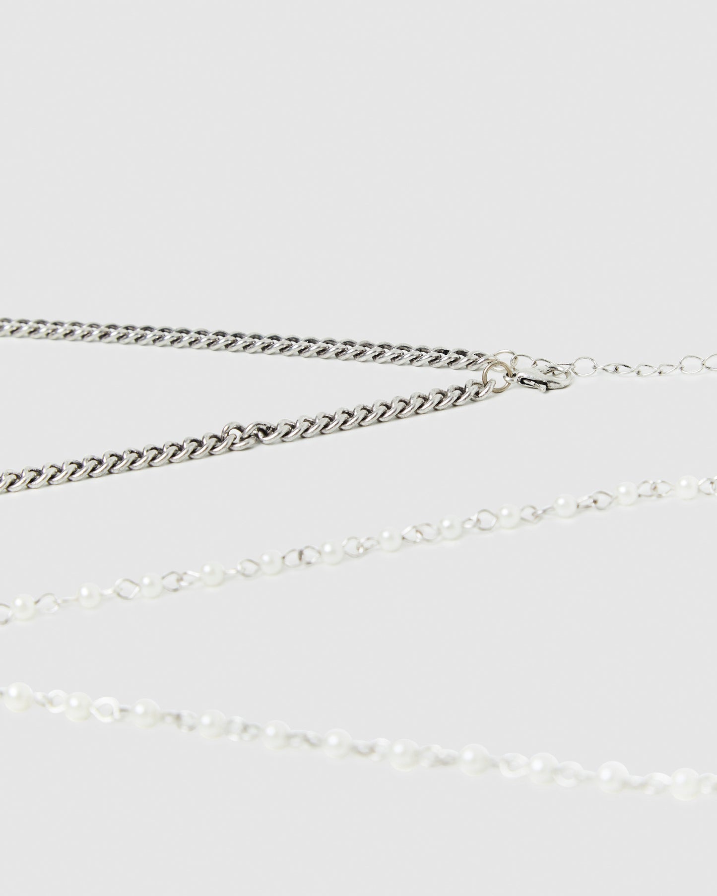 Pearl Necklace 2 Pack Silver Multi