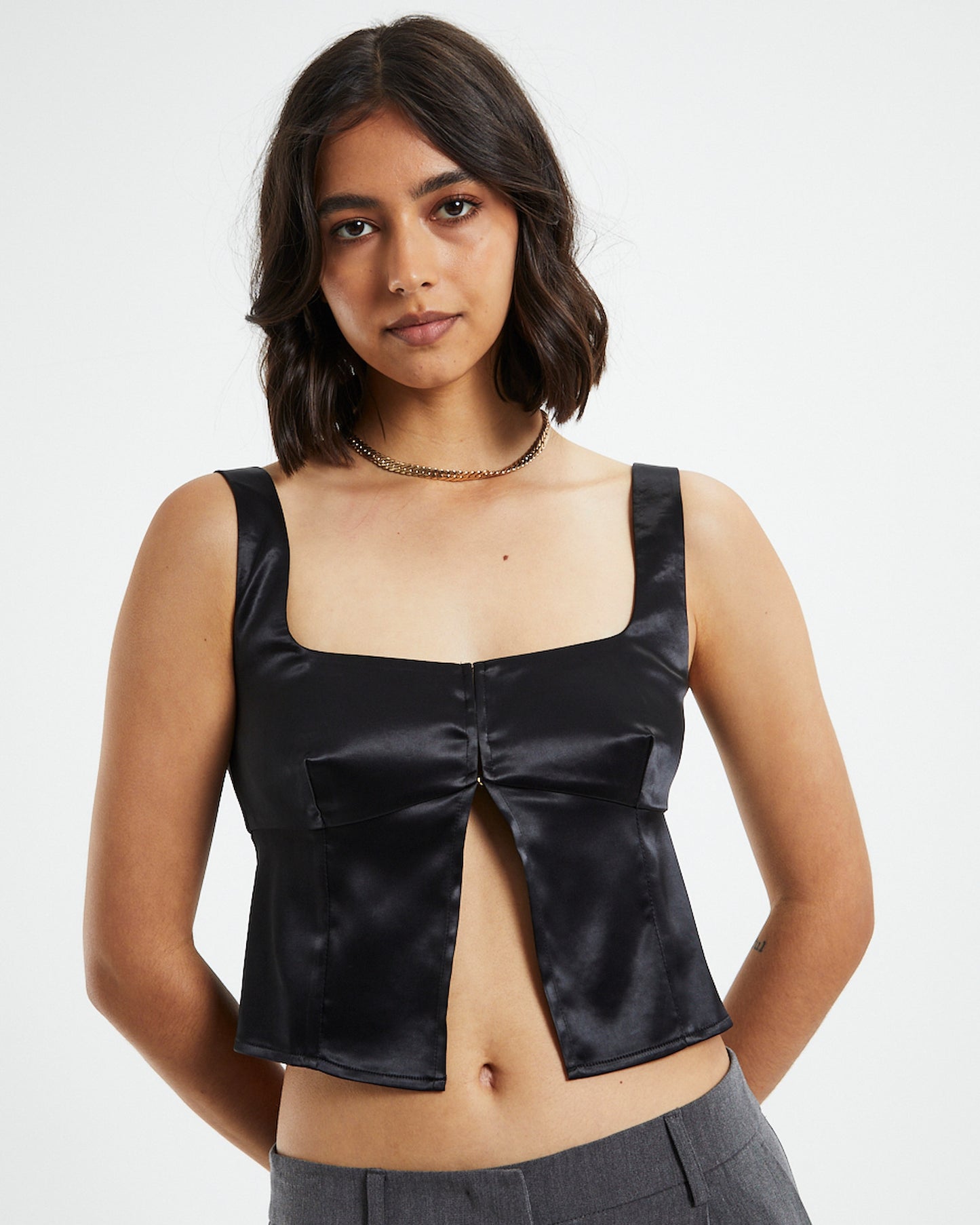 Stella Silky Corset Top Black