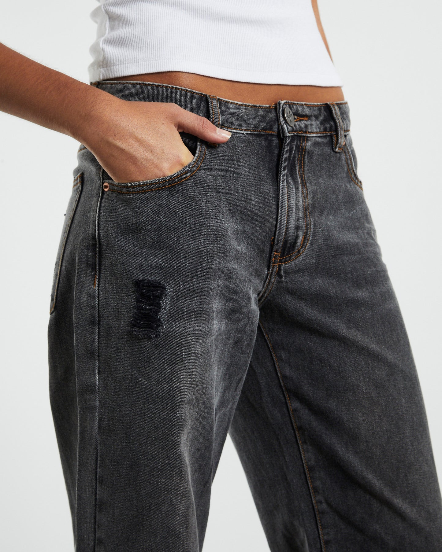 Recycled Lowrider Wide Leg Jeans Black