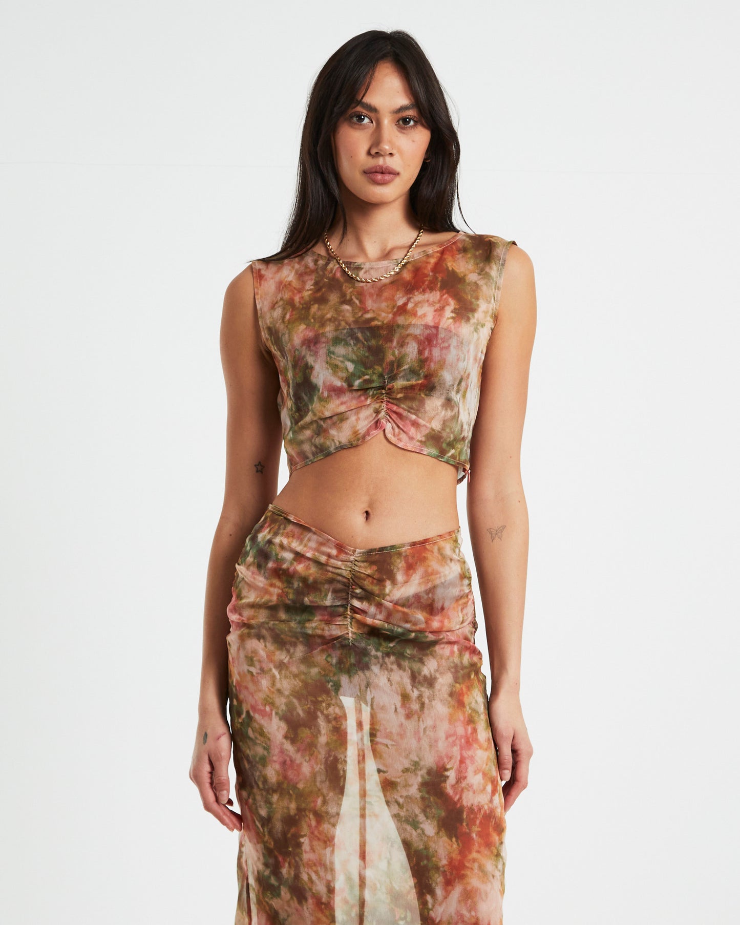Tibby Tie Dye Gather Front Top in Assorted