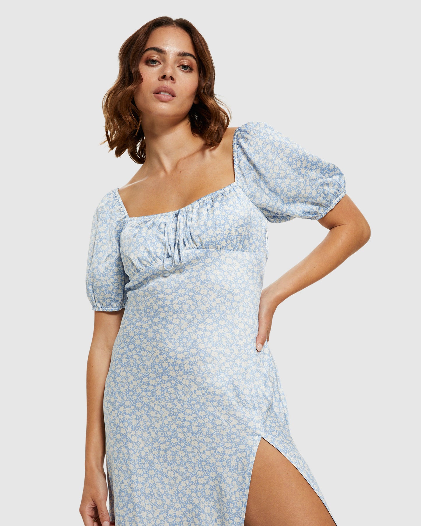 Ava Mono Print Midi Dress Blue/White