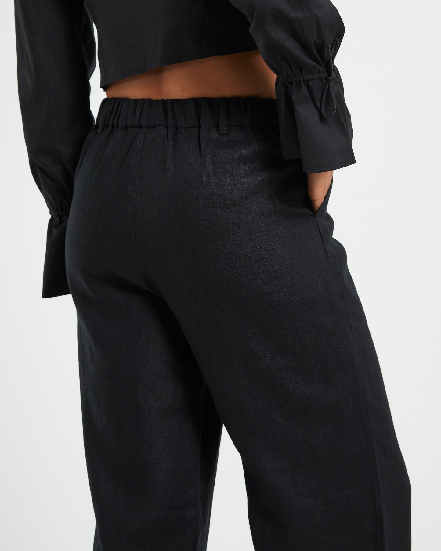Jemimah Linen Trouser in Black