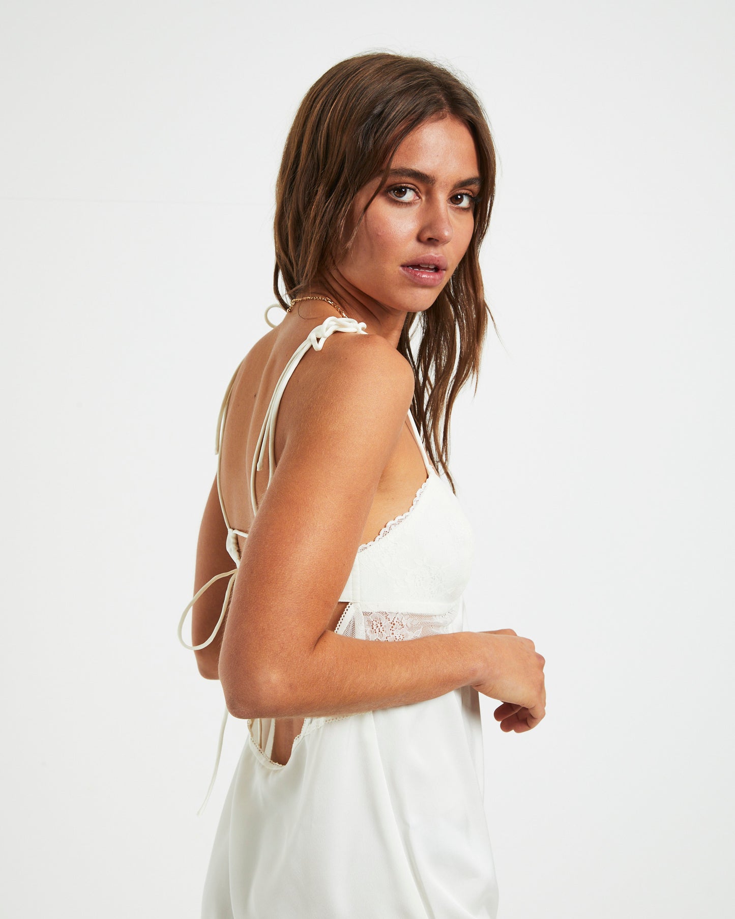 Liza Lace Insert Nighty Dress Cream