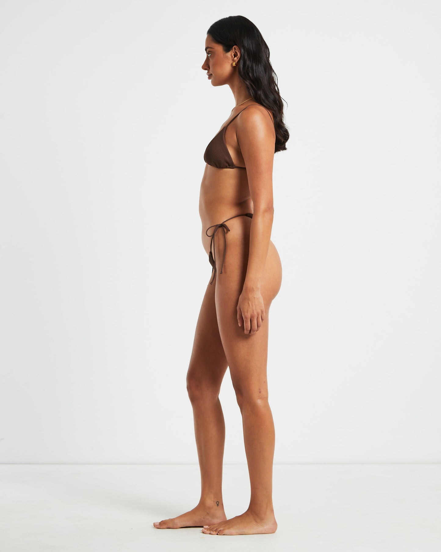 Rib Skinny Strap Triangle Bikini Top Bikini Top