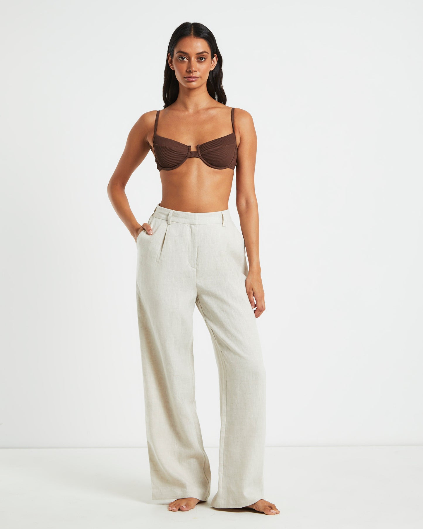 Rib Cut Out Underwire Bikini Top Bikini Top