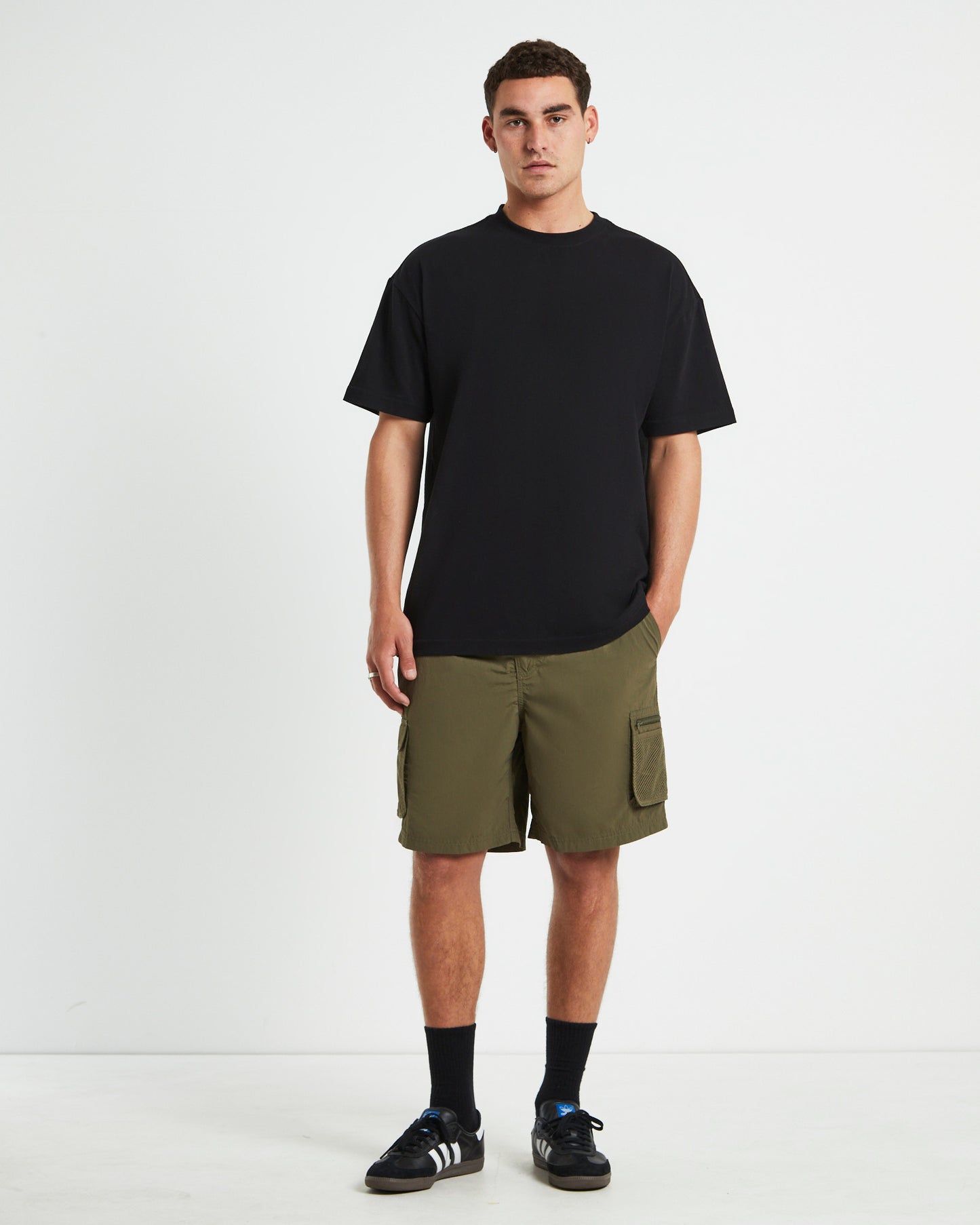 Multi Pocket Utility Cargo Shorts in Army Green