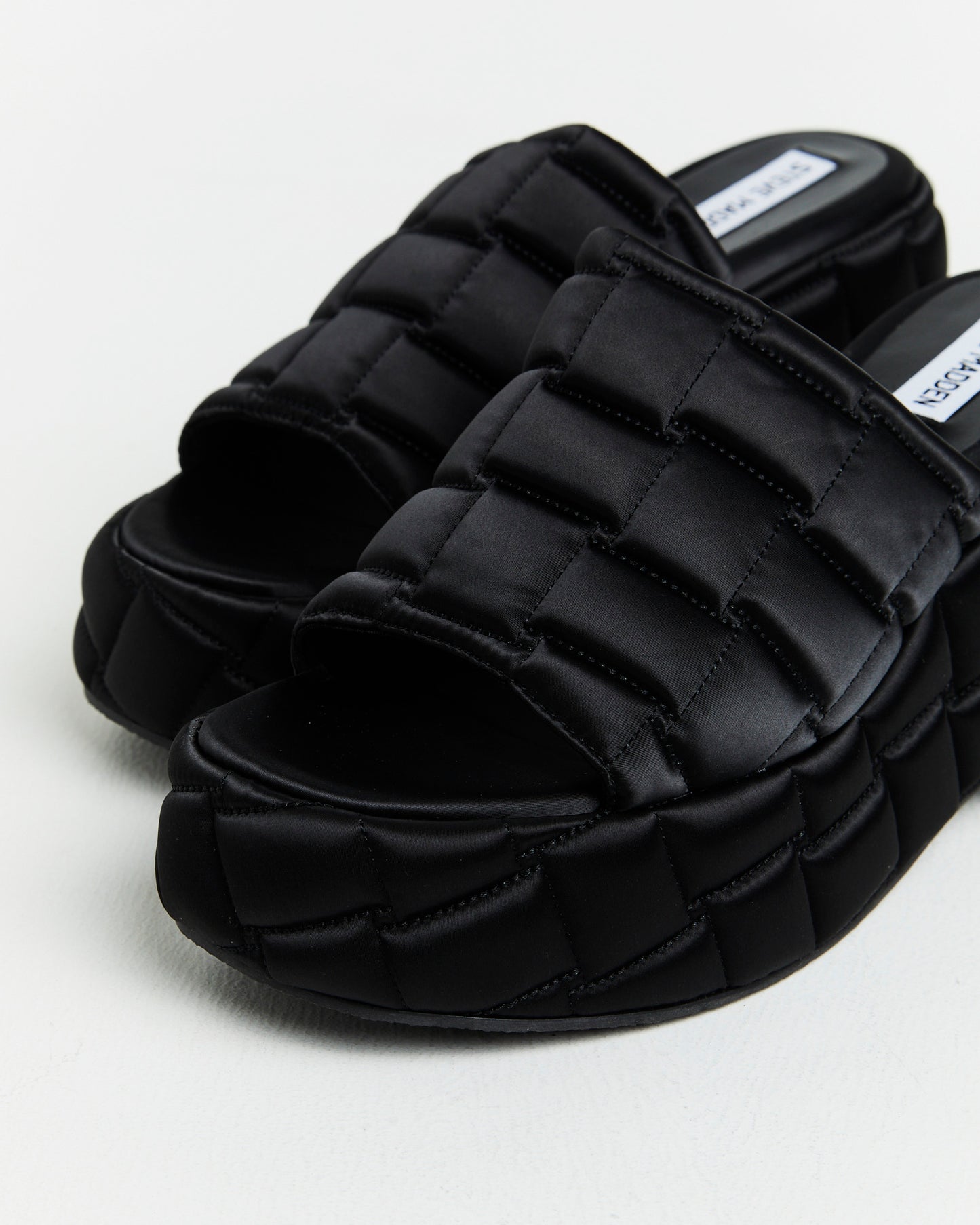 LA VOOM Satin Sandals in Black