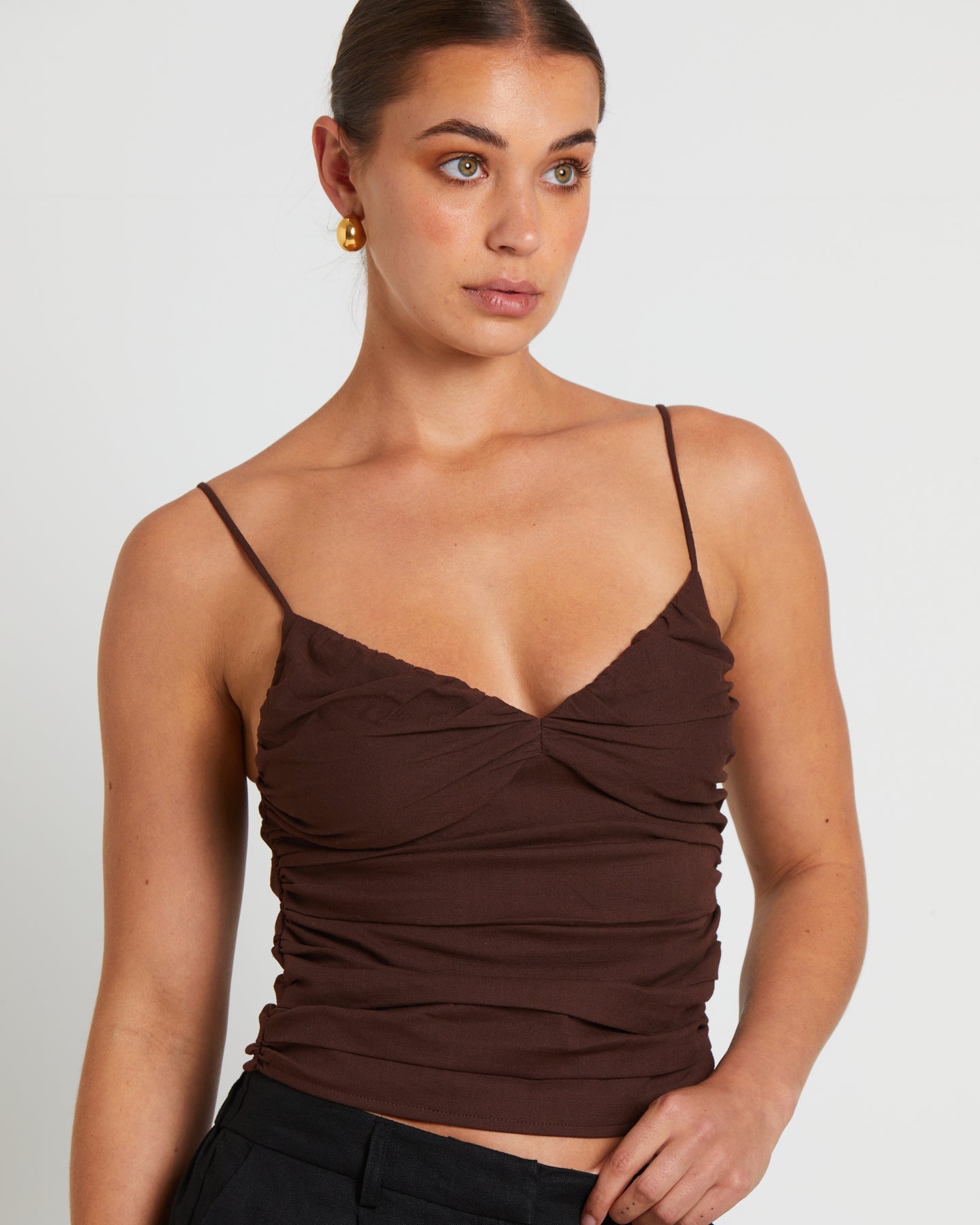Norah Gather Cami in Coffee Brown