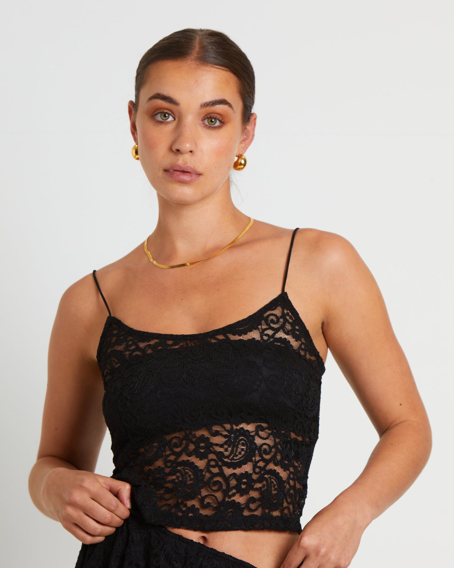 Lace Tank Top in Black