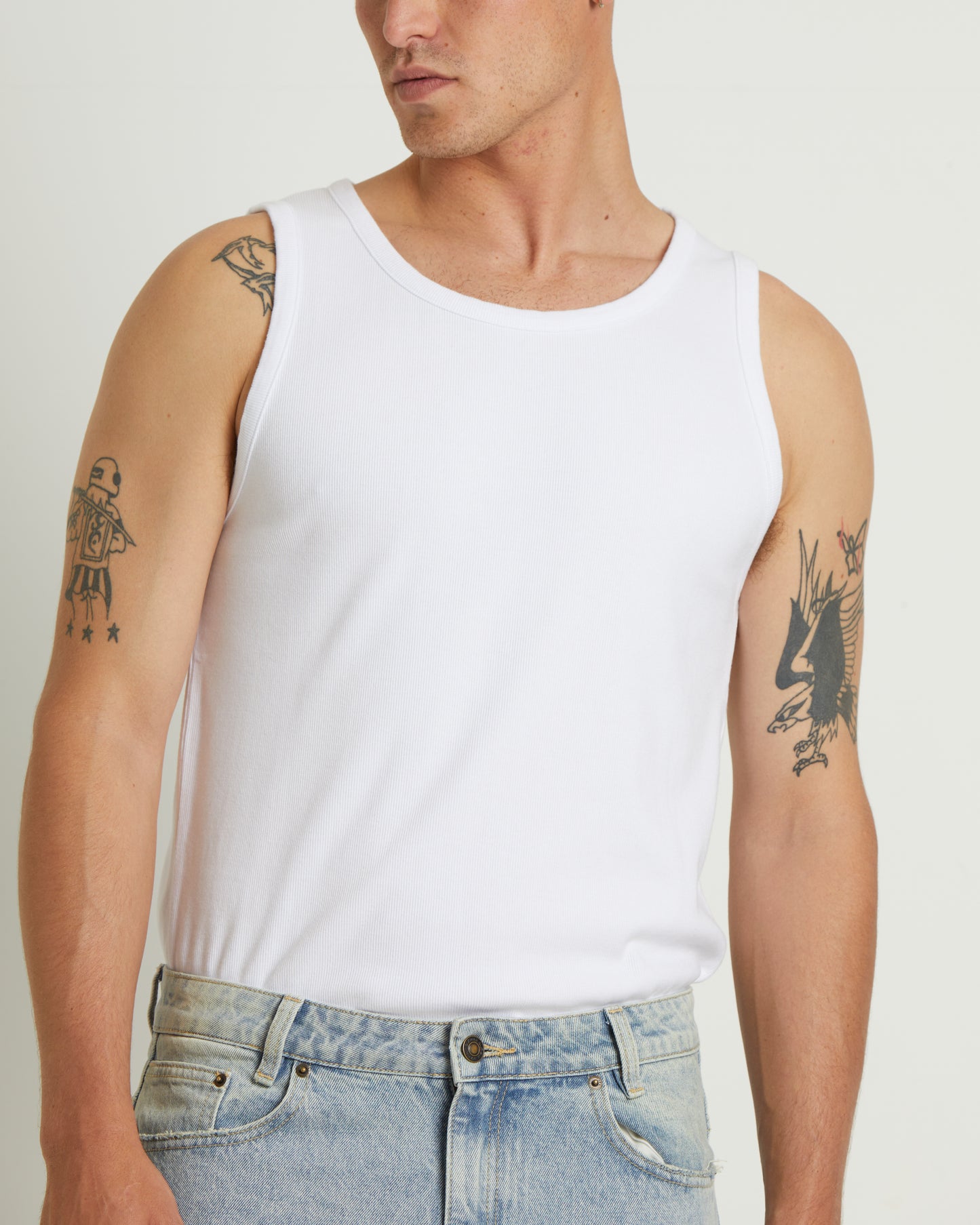 Paramount Ribbed Singlet in White