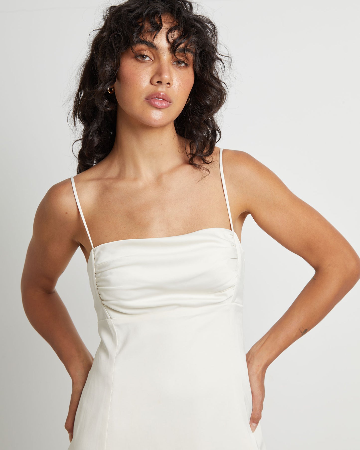 Brooke Push Up Mini Slip Dress in Ivory