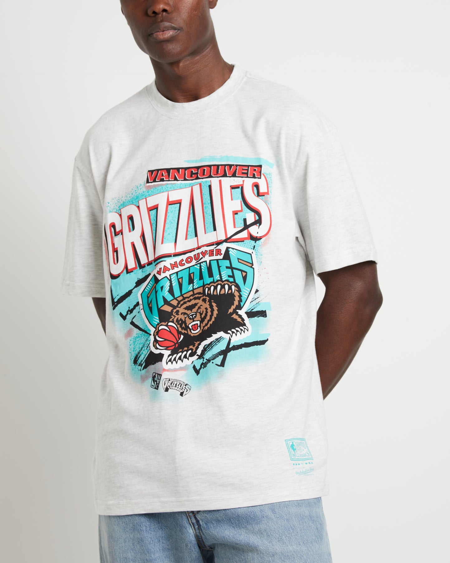 Grizzlies Abstract Short Sleeve T-Shirt in Silver Marle