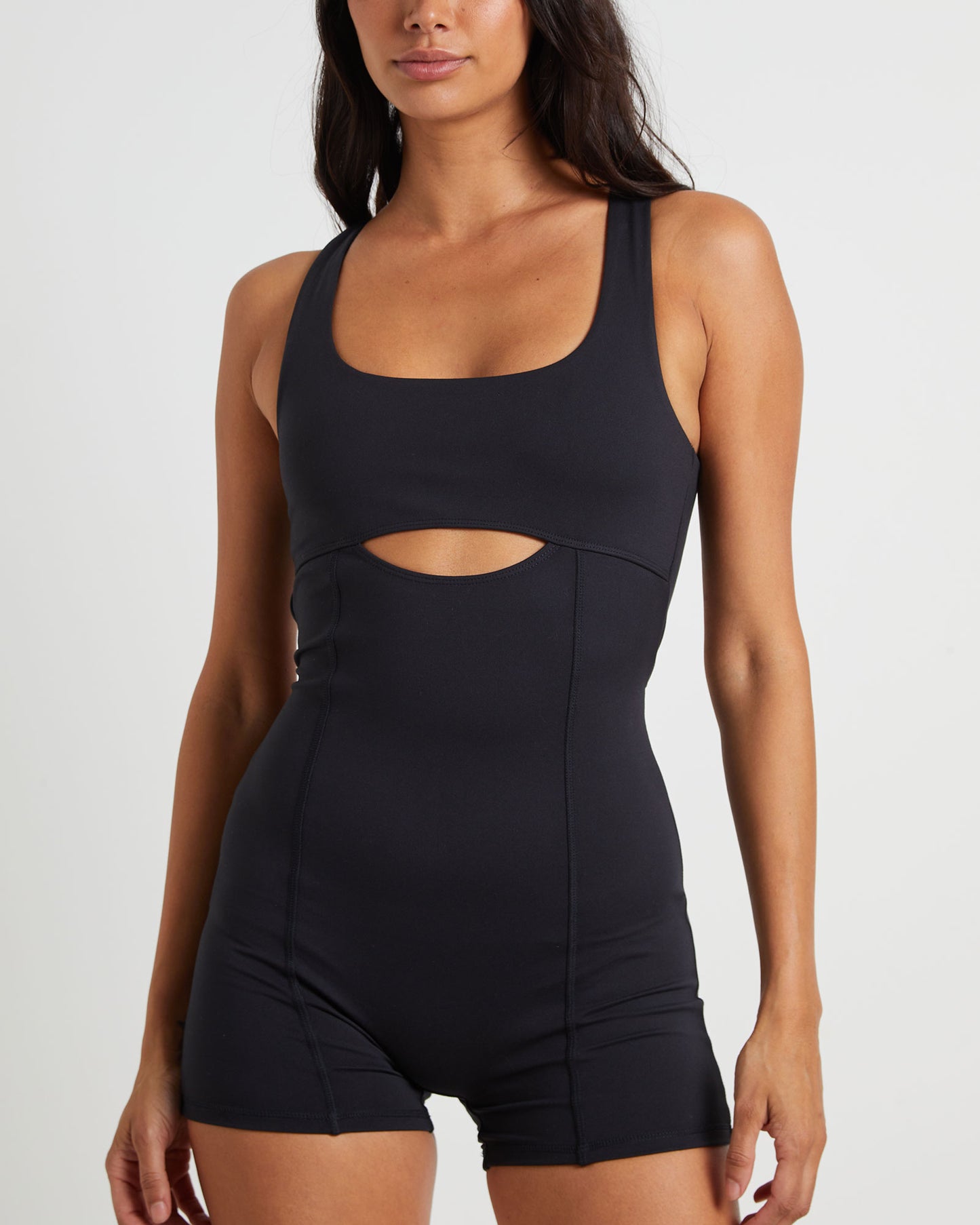 Cut Out Unitard in Black