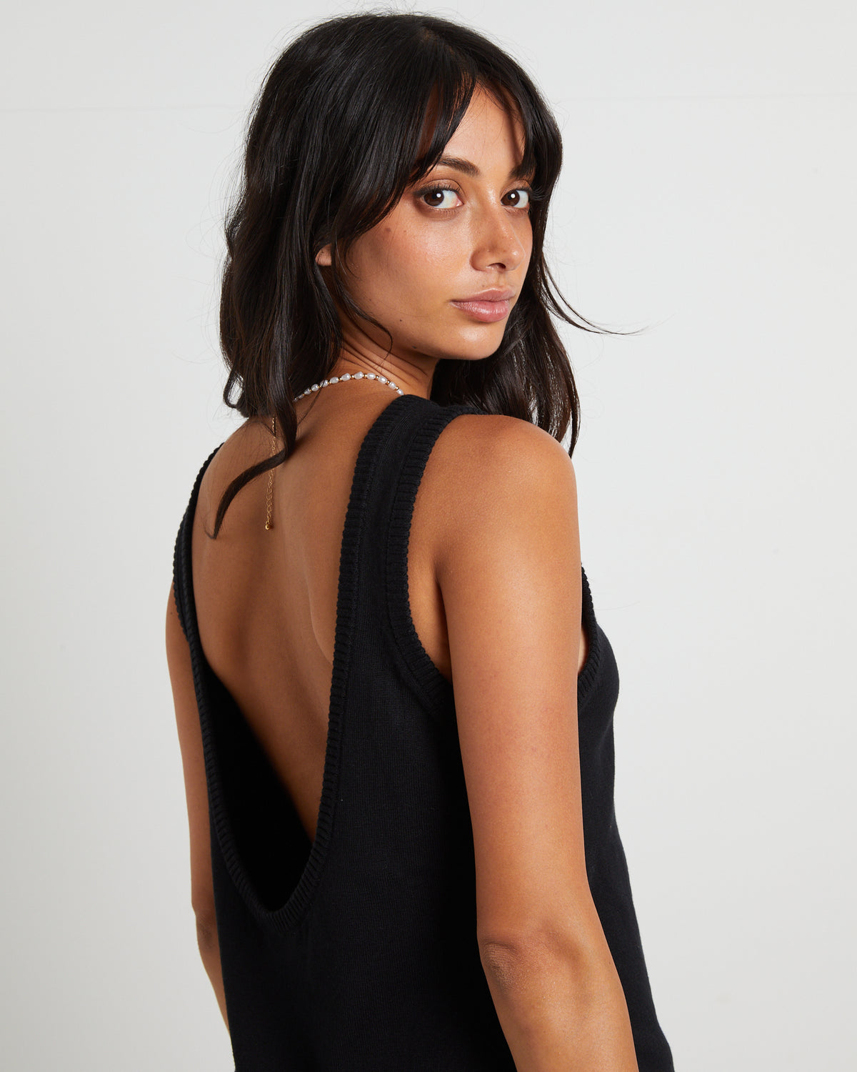 Riley Split Tank Top in Black BLACK