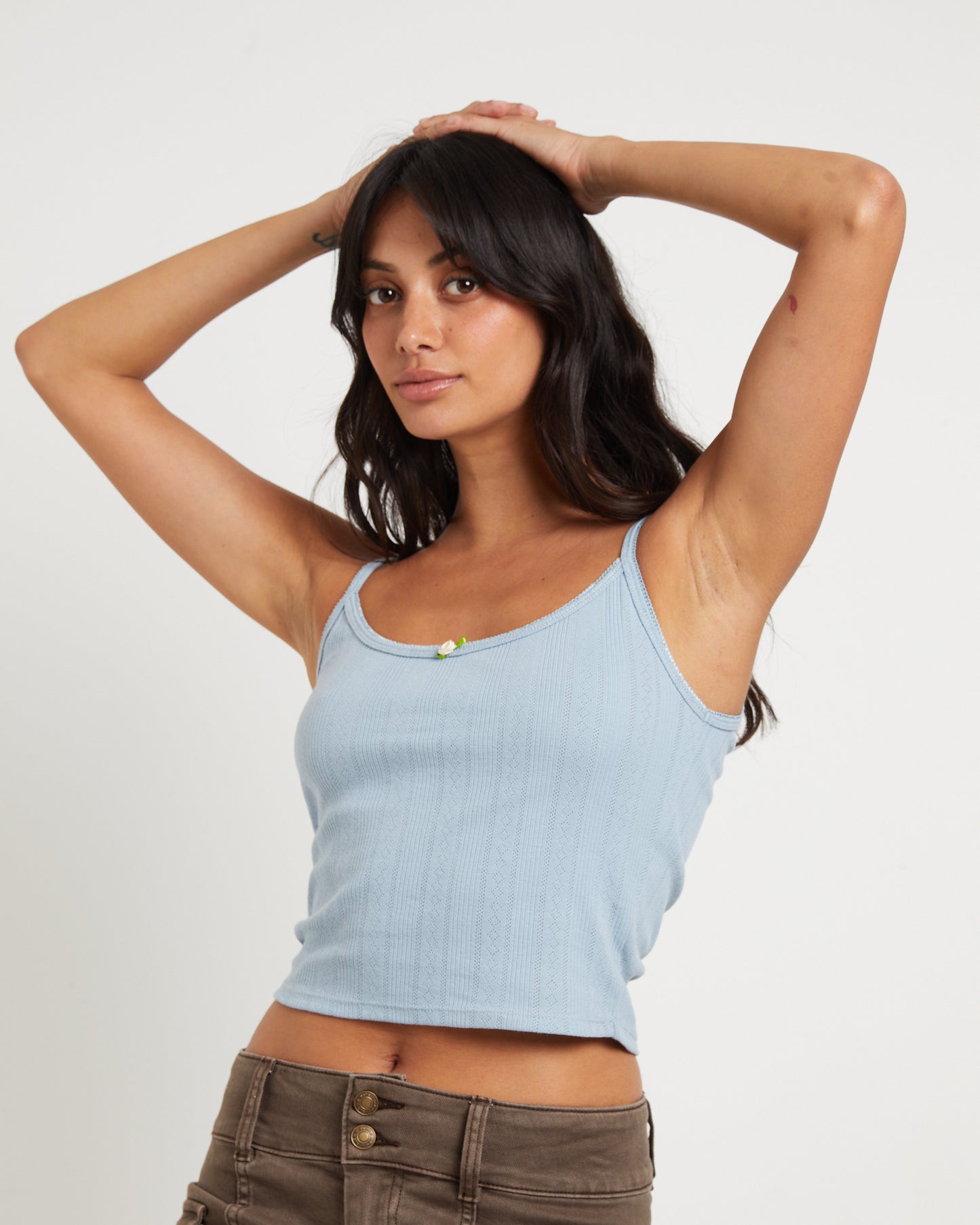 Thrills Pointelle Tank Top in Powder Blue