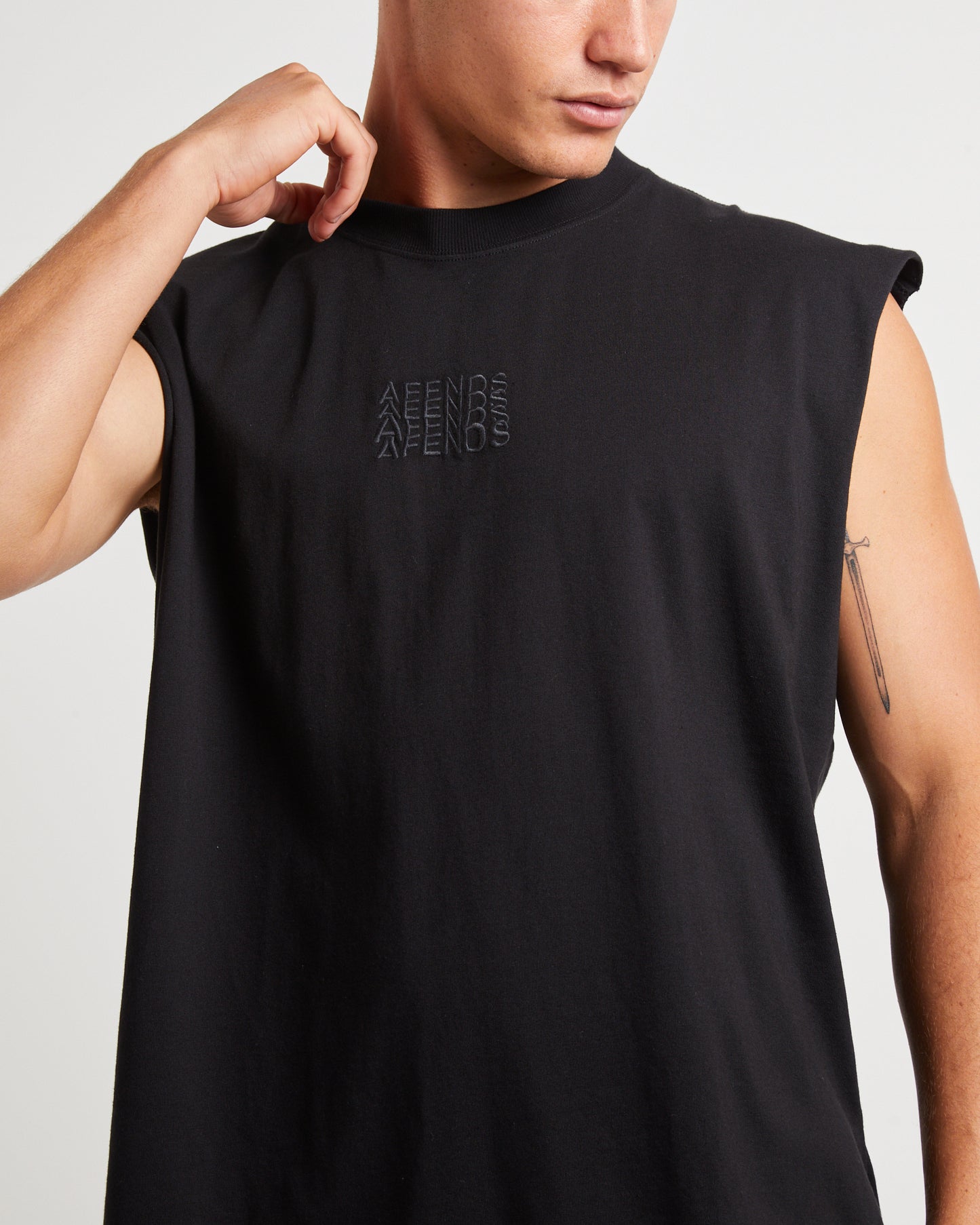 Limits Recycled Sleeveless Tank Tee in Black