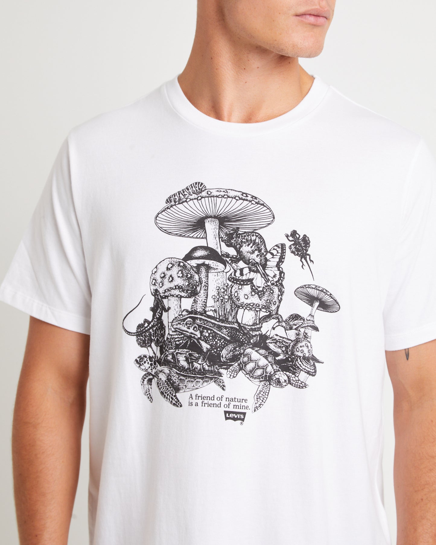 Graphic Crewneck Short Sleeve T-Shirt in Friend Of Nature White